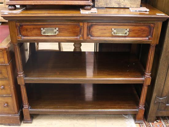 An Edwardian mahogany 3 tier serving buffet W.106cm